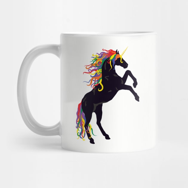 Rainbow Maned Black Unicorn by PeregrinusCreative